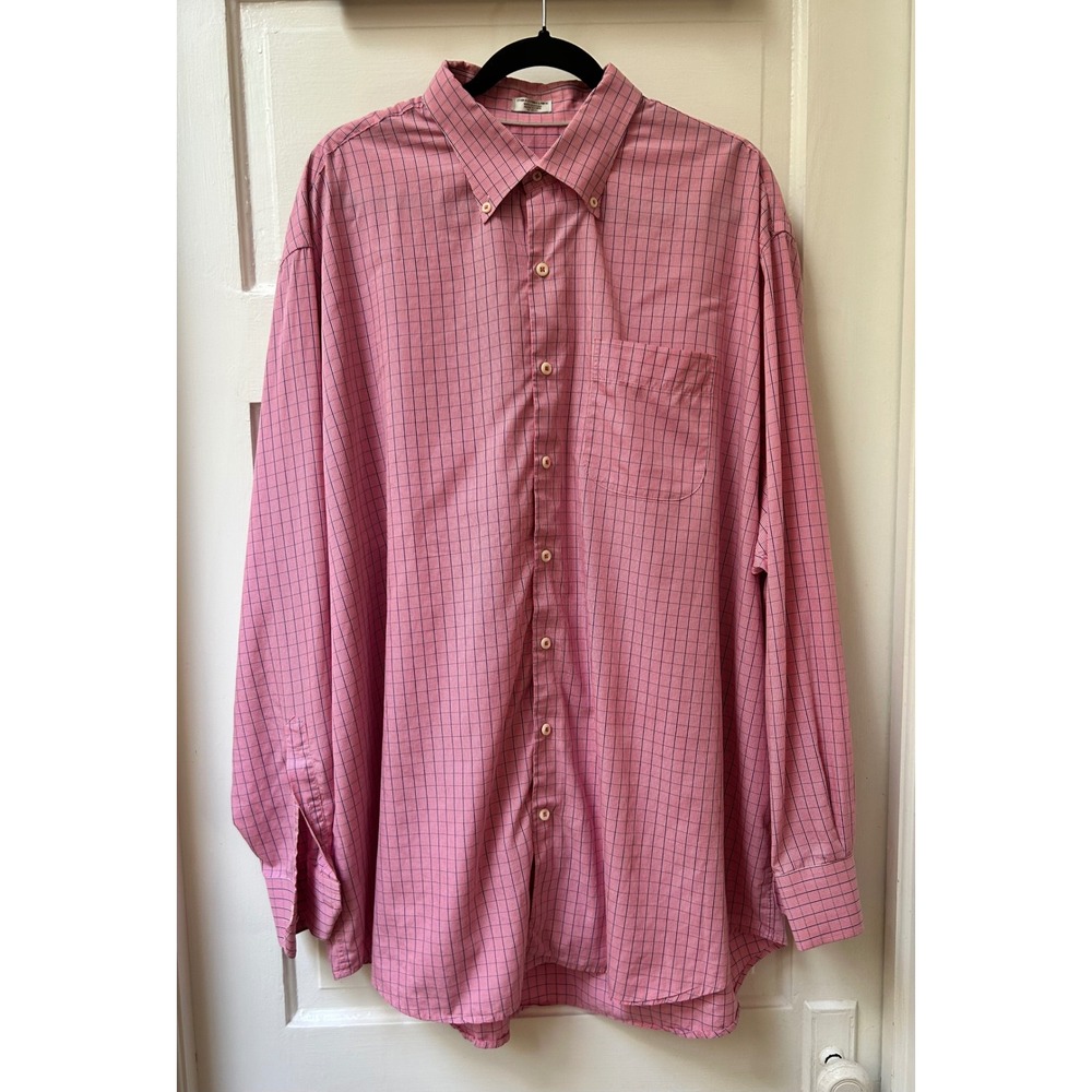 Peter Millar Seaside Finish Pink Tattersall Check Button Down Shirt XXL